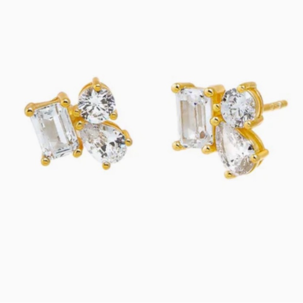 CZ Multi Shape Cluster Earrings
